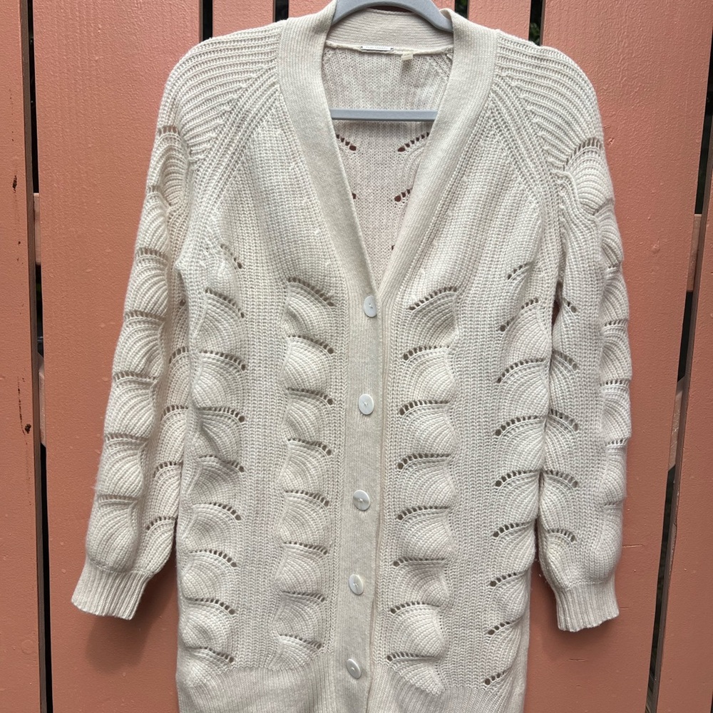 Elie Tahari Cream Cashmere Cardigan - Picture 2 of 11